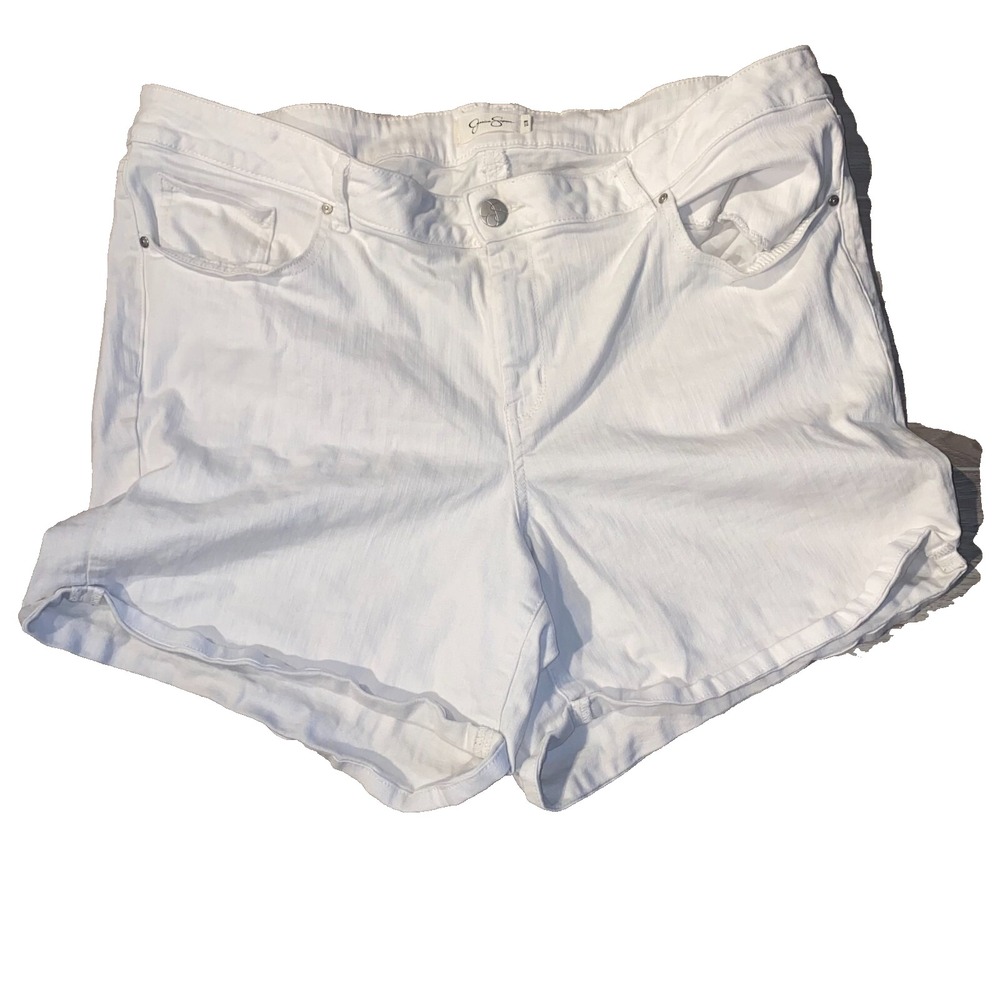 Jessica Simpson Womens‎ White Mid Rise Paperbag Denim Chino Shorts Plus Size 20W